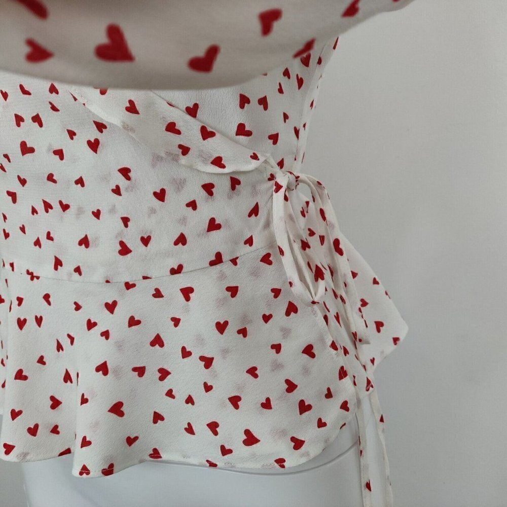 Rails Simone Smitten Heart Print Wrap Top Womens Size XS Rayon Love Anniversary - Picture 4 of 11
